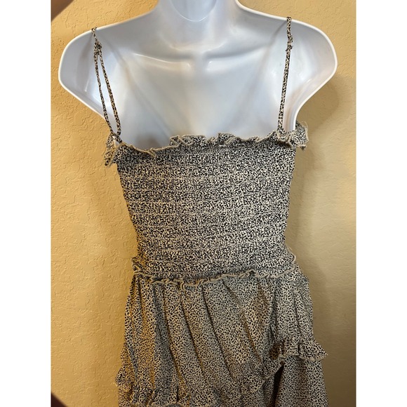 Jessica Simpson Smocked Dress Tiered Ruffle Sleeveless Mini XS Black White - Picture 2 of 4
